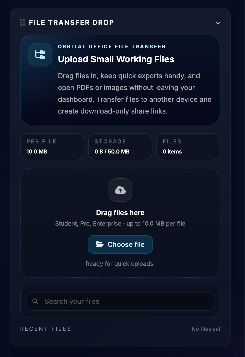 File Transfer Drop widget